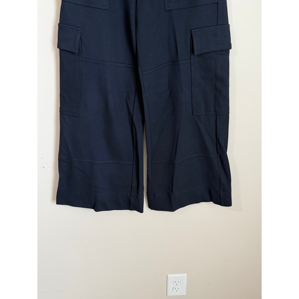 ME+EM Wide Leg Pants Women 2 Navy Blue Cargo High Waist Viscose Twill 023TJ426 - Picture 4 of 8